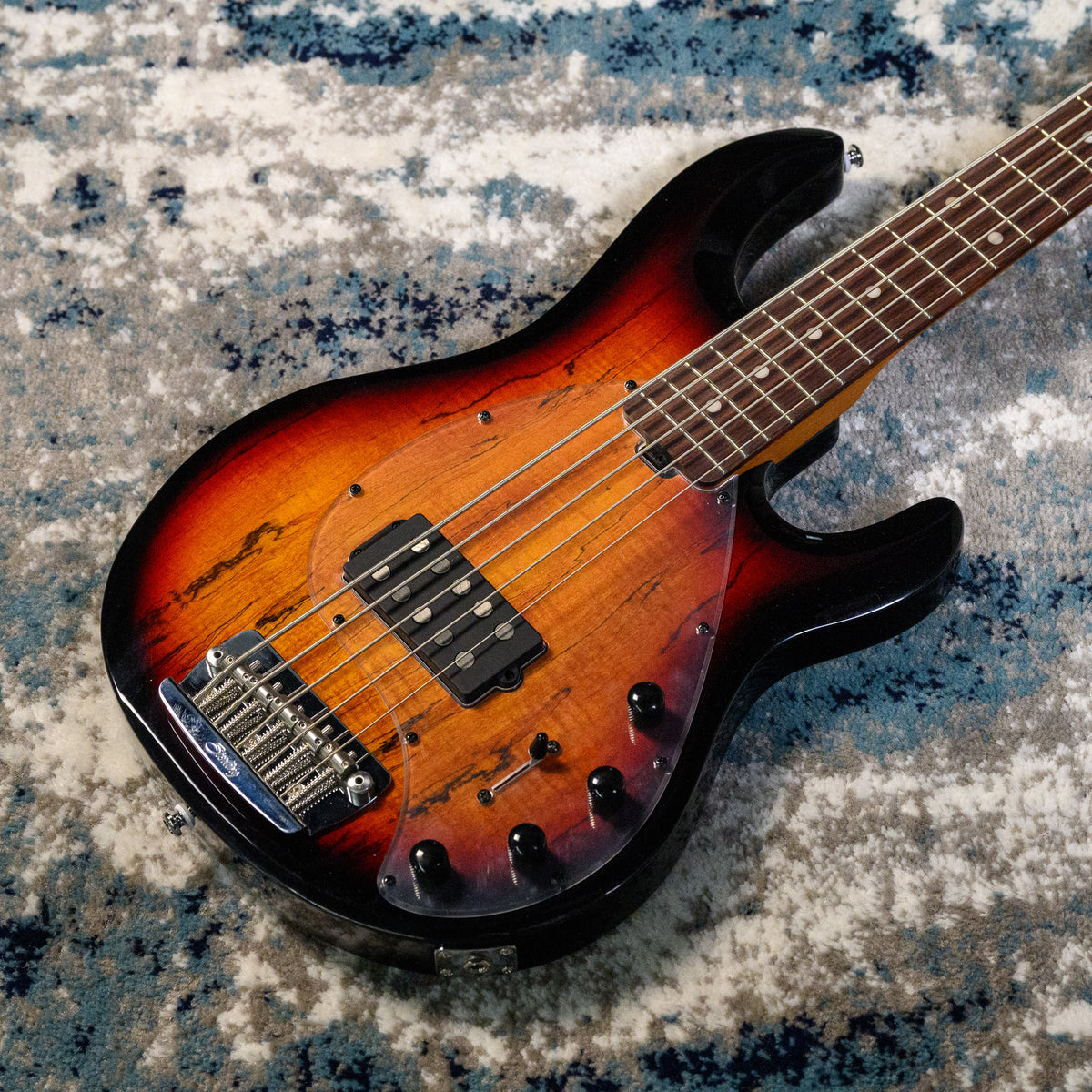 Sterling by Music Man StingRay RAY35 5-String Spalted Maple Bass, 3-Tone Sunburst