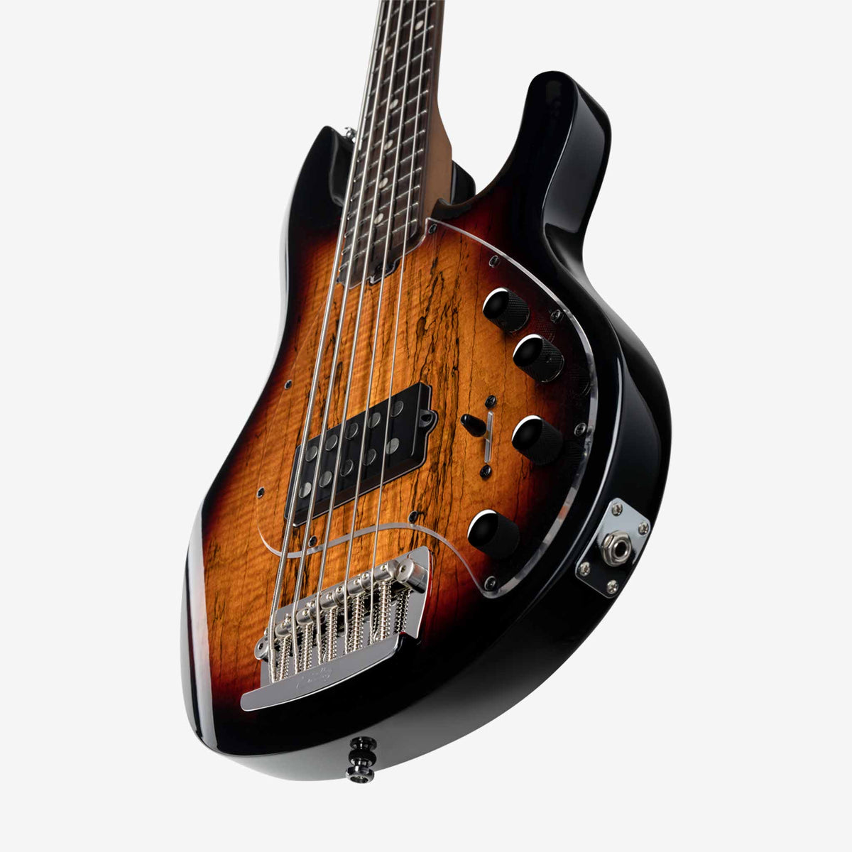 Sterling by Music Man StingRay RAY35 5-String Spalted Maple Bass, 3-Tone Sunburst