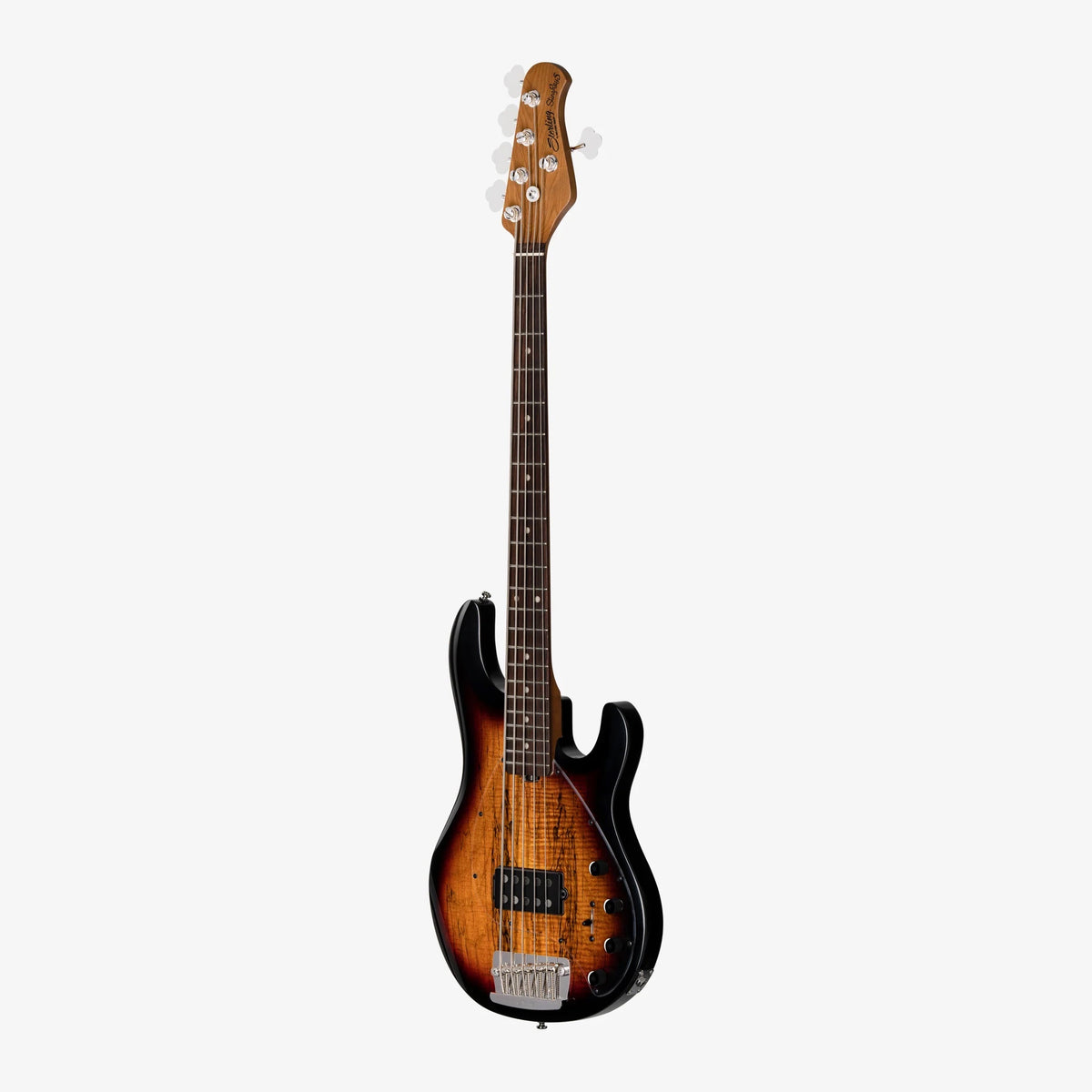Sterling by Music Man StingRay RAY35 5-String Spalted Maple Bass, 3-Tone Sunburst