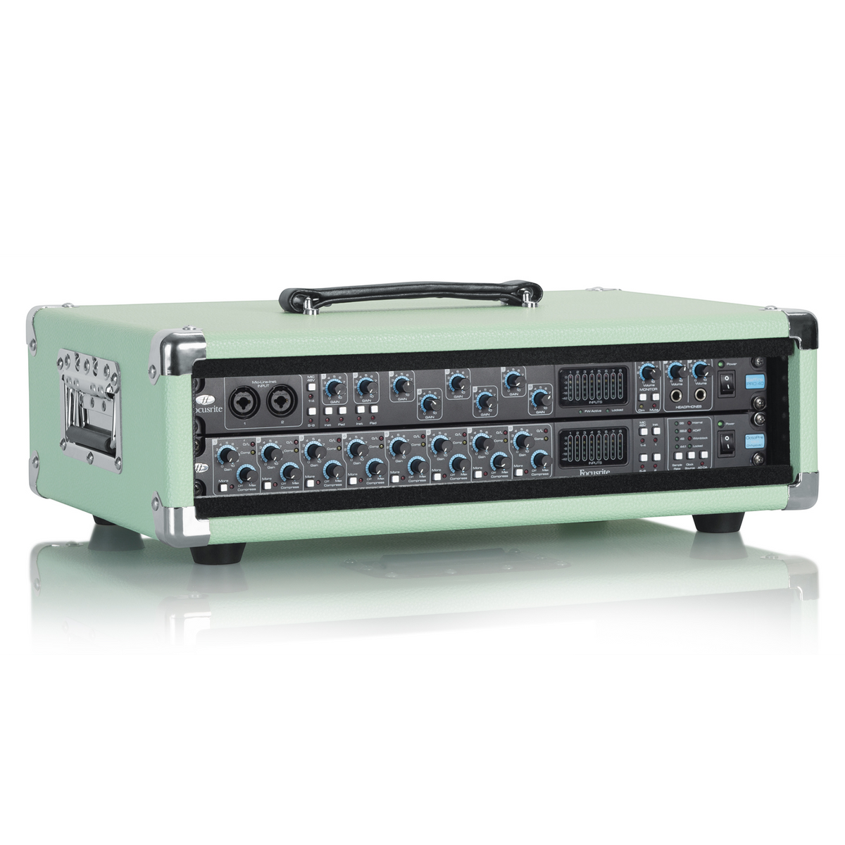 Gator GR-RETRORACK-2SG Vintage Amp Vibe 2U Rack Case, Seafoam Green