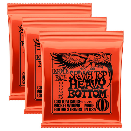 Ernie Ball 2215 Skinny Top Heavy Bottom Slinky Nickel Wound Electric Guitar Strings 10-52, 3-Pack