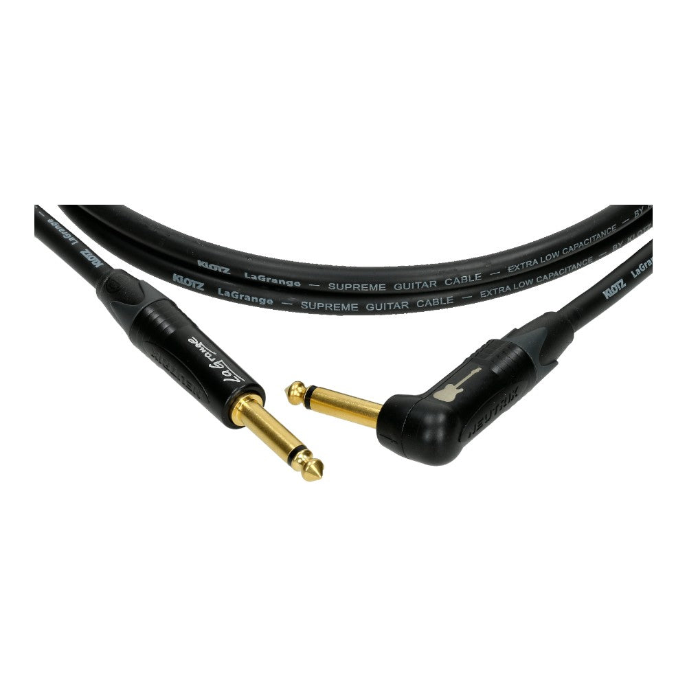Klotz LA-GPR0450 LA-Grange Supreme Guitar Cable Ultra Low-Capacitance Gold Contacts 4.5m 15FT, Black, ST-RA