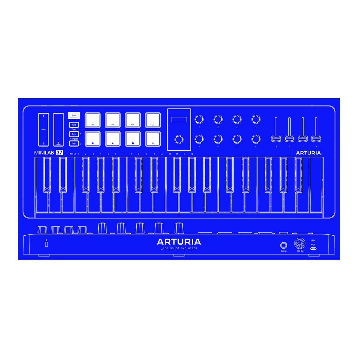 Arturia MiniLab 37 Controls and Connections Diagram