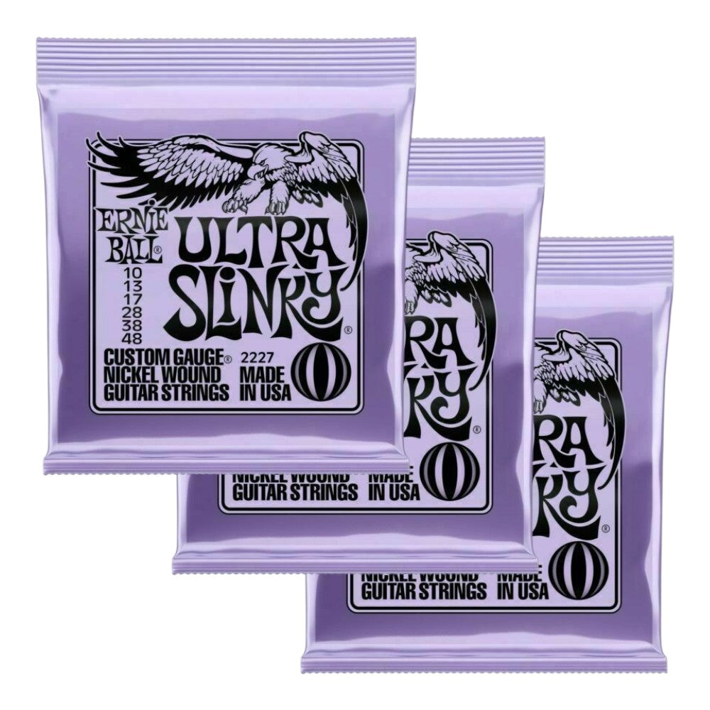Ernie Ball 2227 Ultra Slinky Nickel Wound Electric Guitar Strings 10-48, 3-Pack
