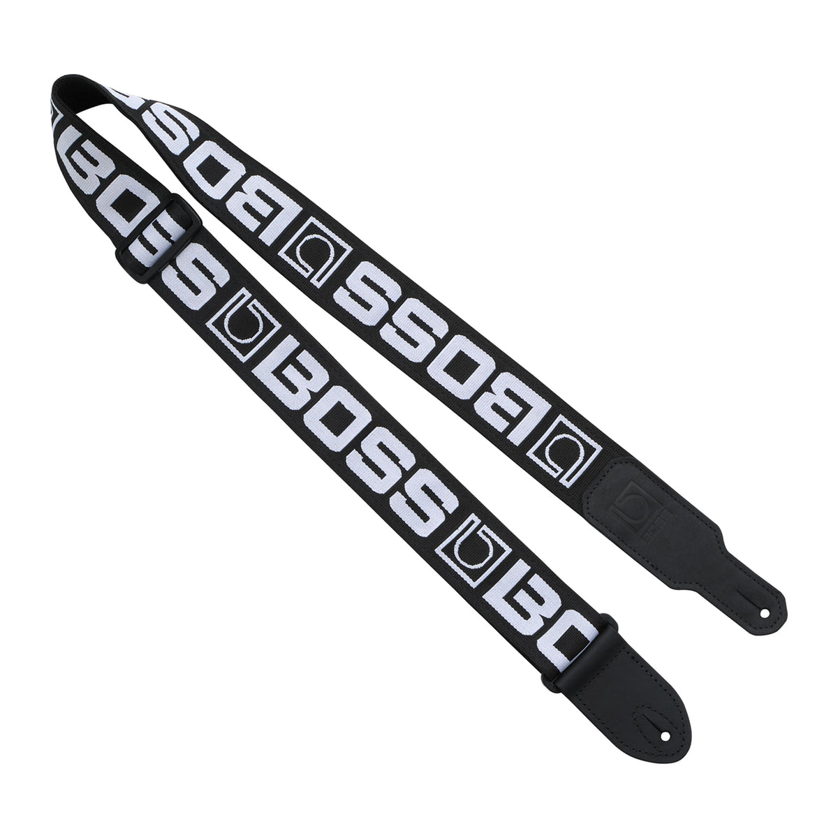 BOSS BSM-20-BW Monogram Guitar Strap, Black with White Logo
