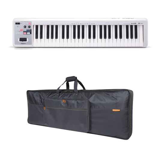 Roland A-49 49-Key MIDI Keyboard Controller, White with CB-B49 Carrying Case