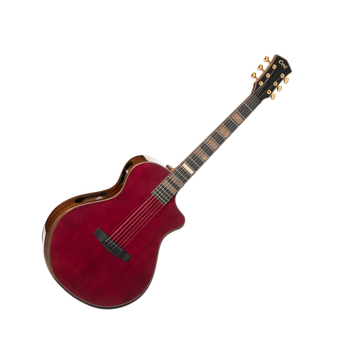 Cort Modern Burgundy Masterpiece Acoustic-Electric Guitar, Trans Burgundy Front
