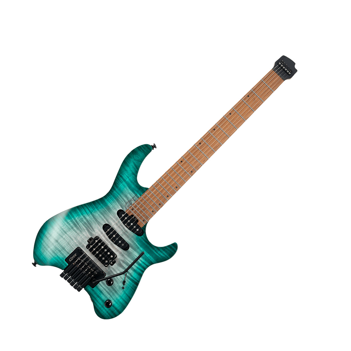 Cort Space G6TR Headless Electric Guitar with Gig Bag, Semi Gloss Lagoon Front