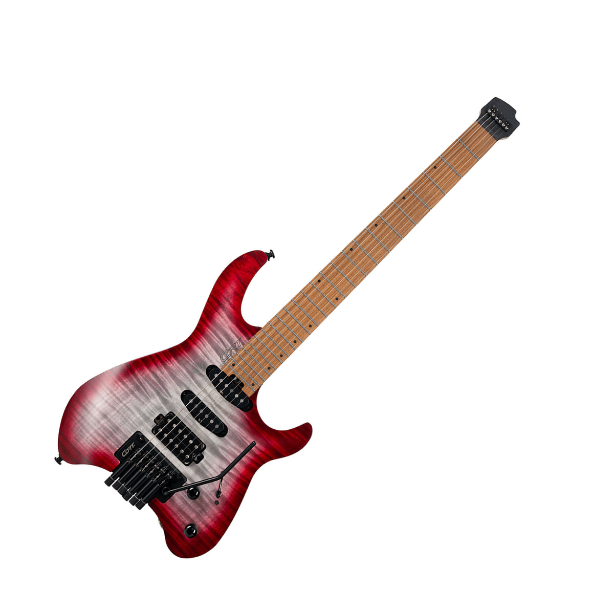 Cort Space G6TR Headless Electric Guitar with Gig Bag, Semi Gloss Lava Front