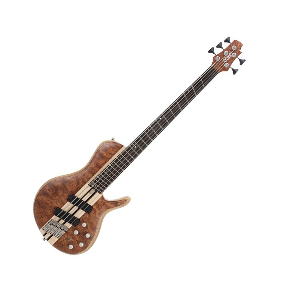 Cort A5 Beyond Bass Guitar, Open Pore Bubinga Natural Front