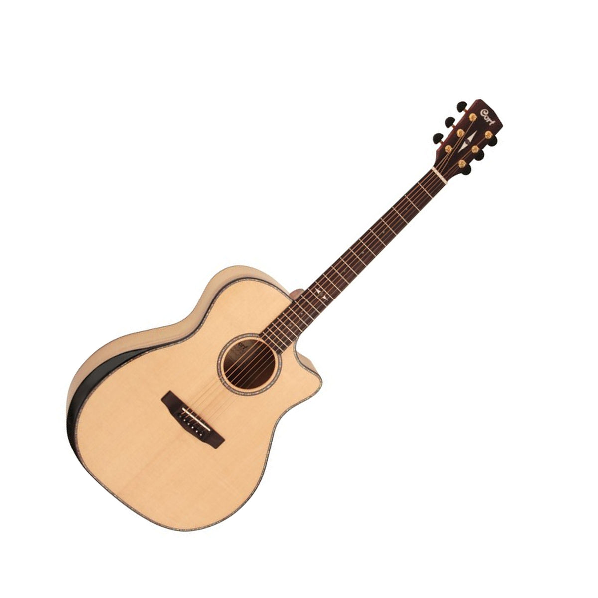 Cort Grand Regal GA-MY Bevel Acoustic-Electric Guitar, Natural Gloss with Arm Bevel Front