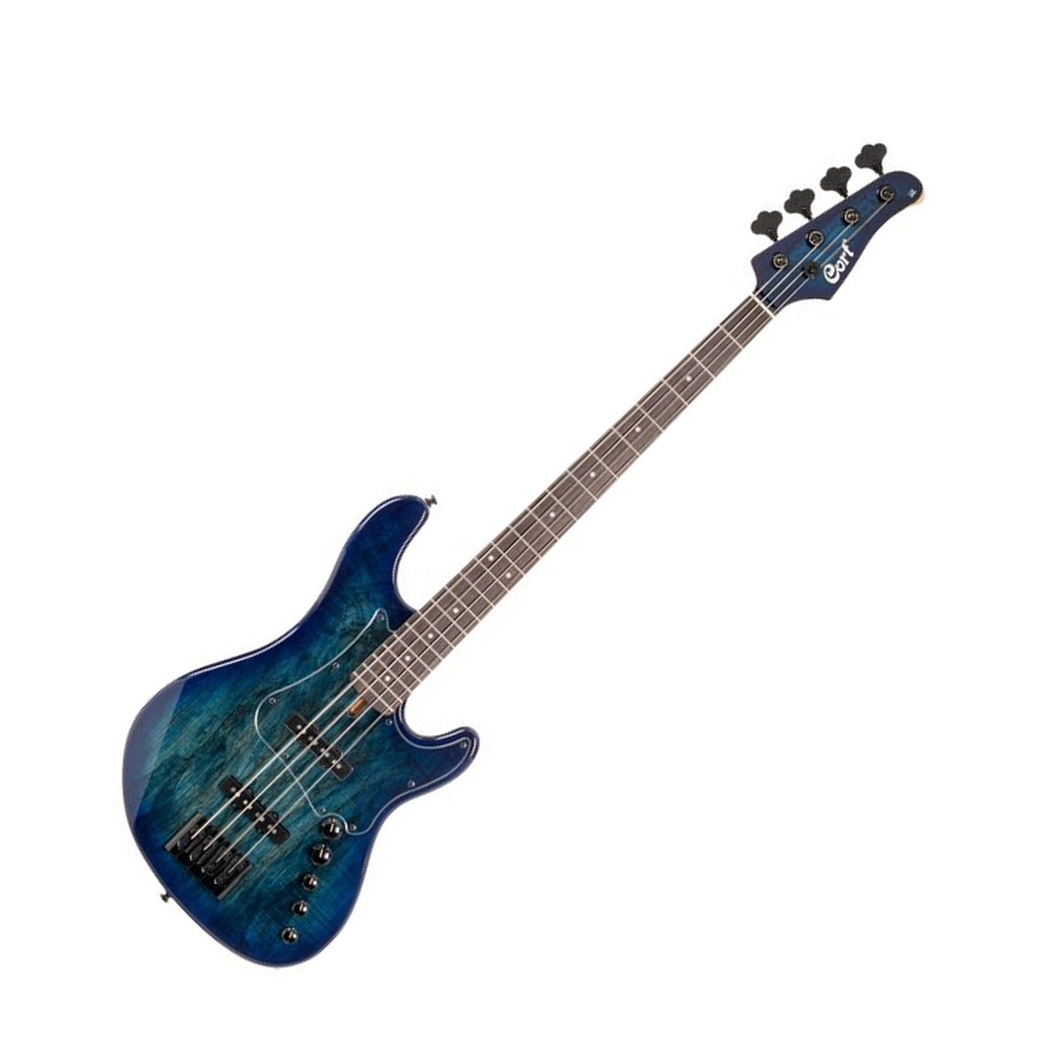Cort GB-Fusion 4 Bass Guitar with Gig Bag, Blue Burst Front