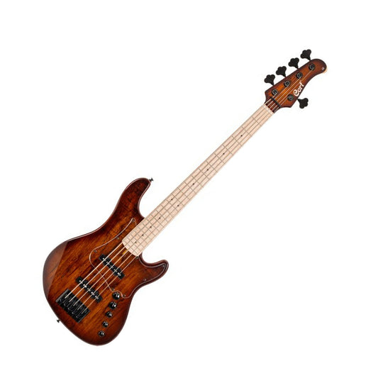 Cort GB-Fusion 5 Bass Guitar with Gig Bag, Antique Brown Burst Front
