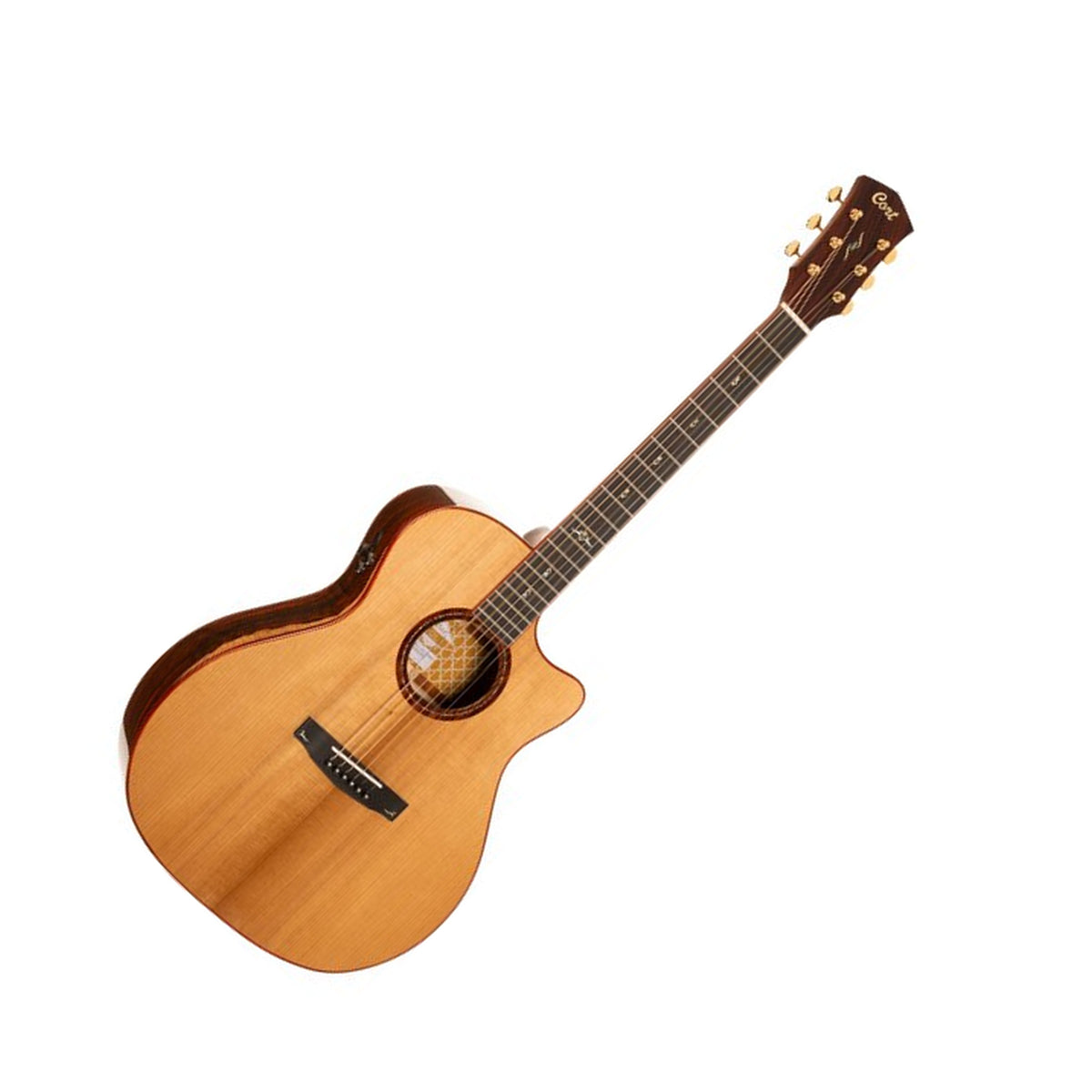 Cort Gold-A10 Cocobolo Acoustic-Electric Guitar with Premium Case, Natural Gloss Front