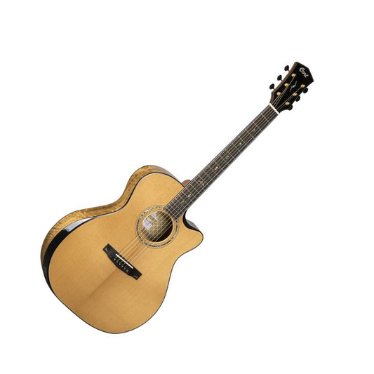 Cort Gold-Edge Acoustic-Electric Guitar with Premium Case, Natural Gloss Front