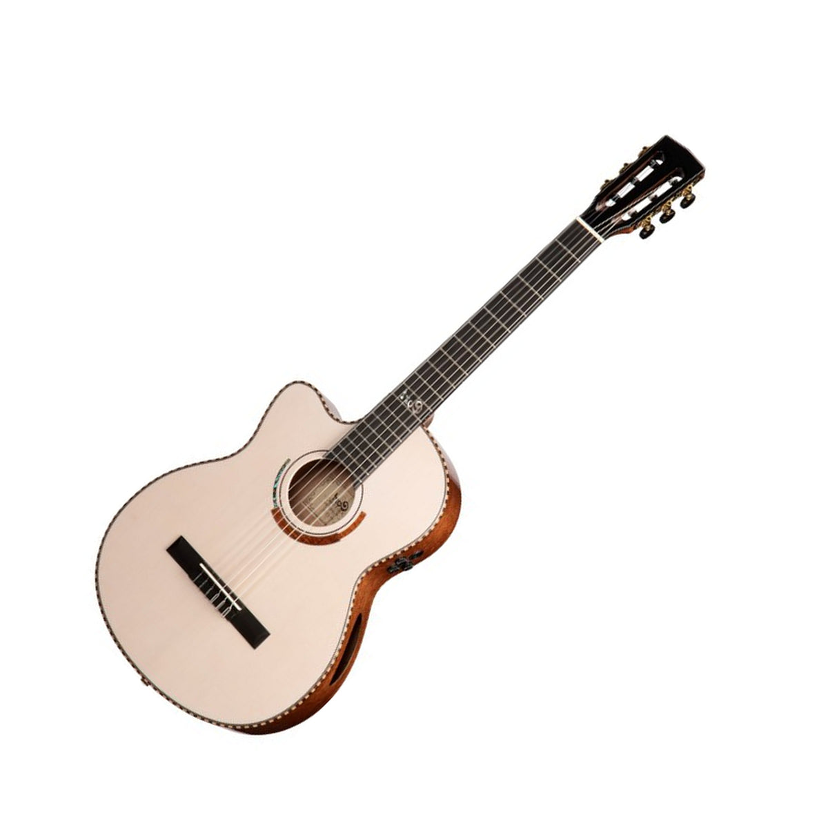 Cort Sol Encanto Classical Guitar with Gig Bag, White Blonde Gloss Rear