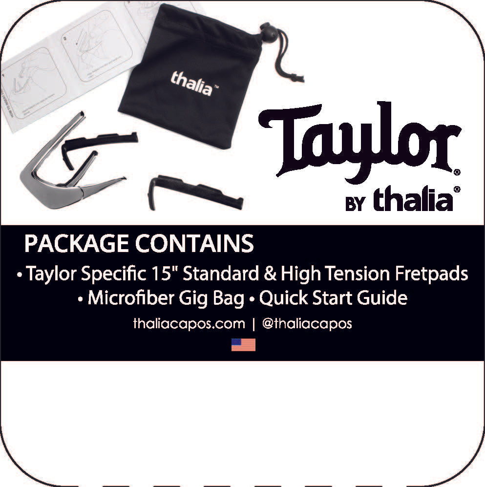 Thalia Guitar Capo - Taylor Officially Licensed (With Taylor Specific Fret Pads) (500 Series Century, Black Chrome)