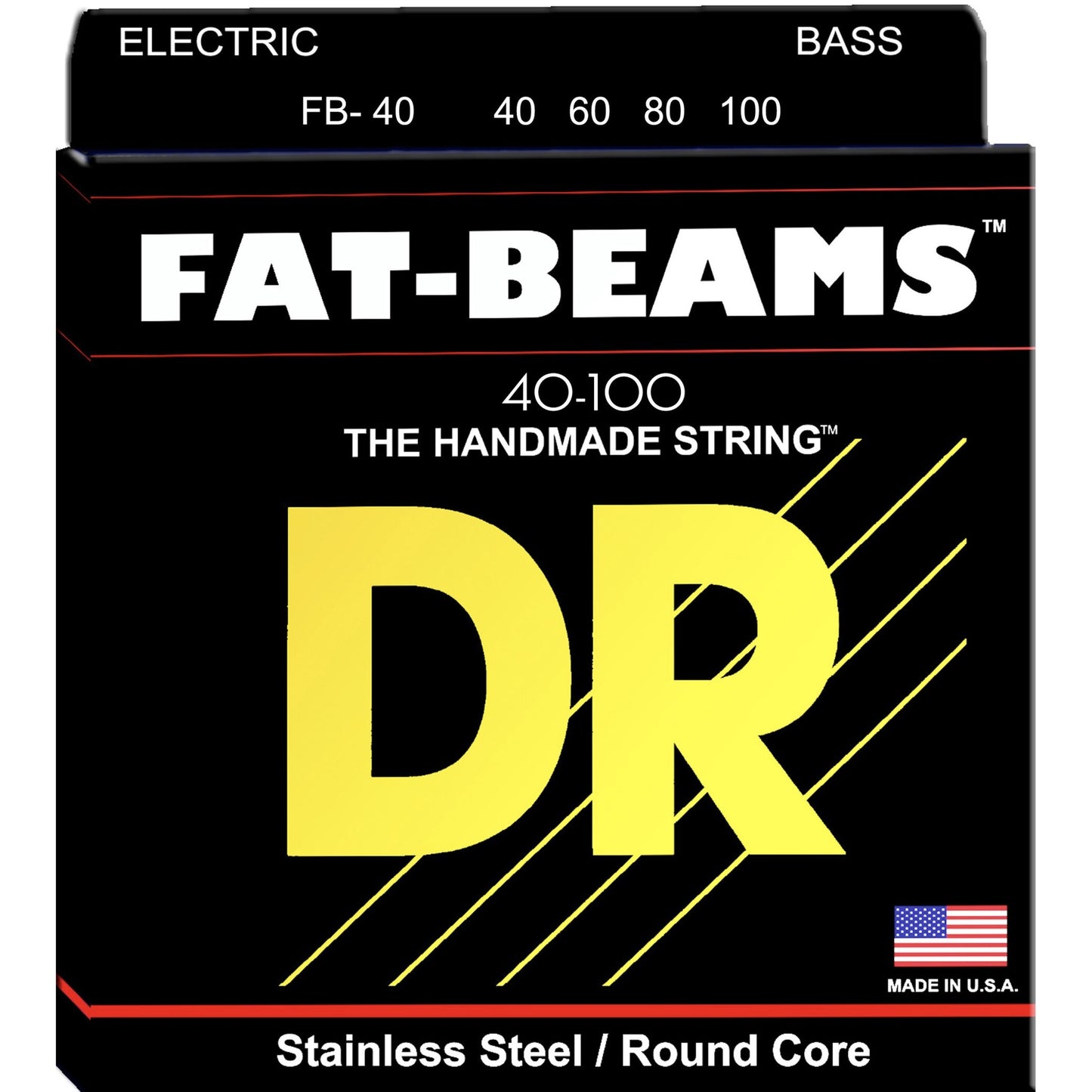 DR Strings FB-40 Fat-Beams Stainless Steel / Round Core Bass Strings (40-100, 4-String Set)