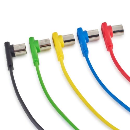 Rockboard Flat MIDI Cable - 30 cm (11 13/16"), Yellow, Angled Plugs