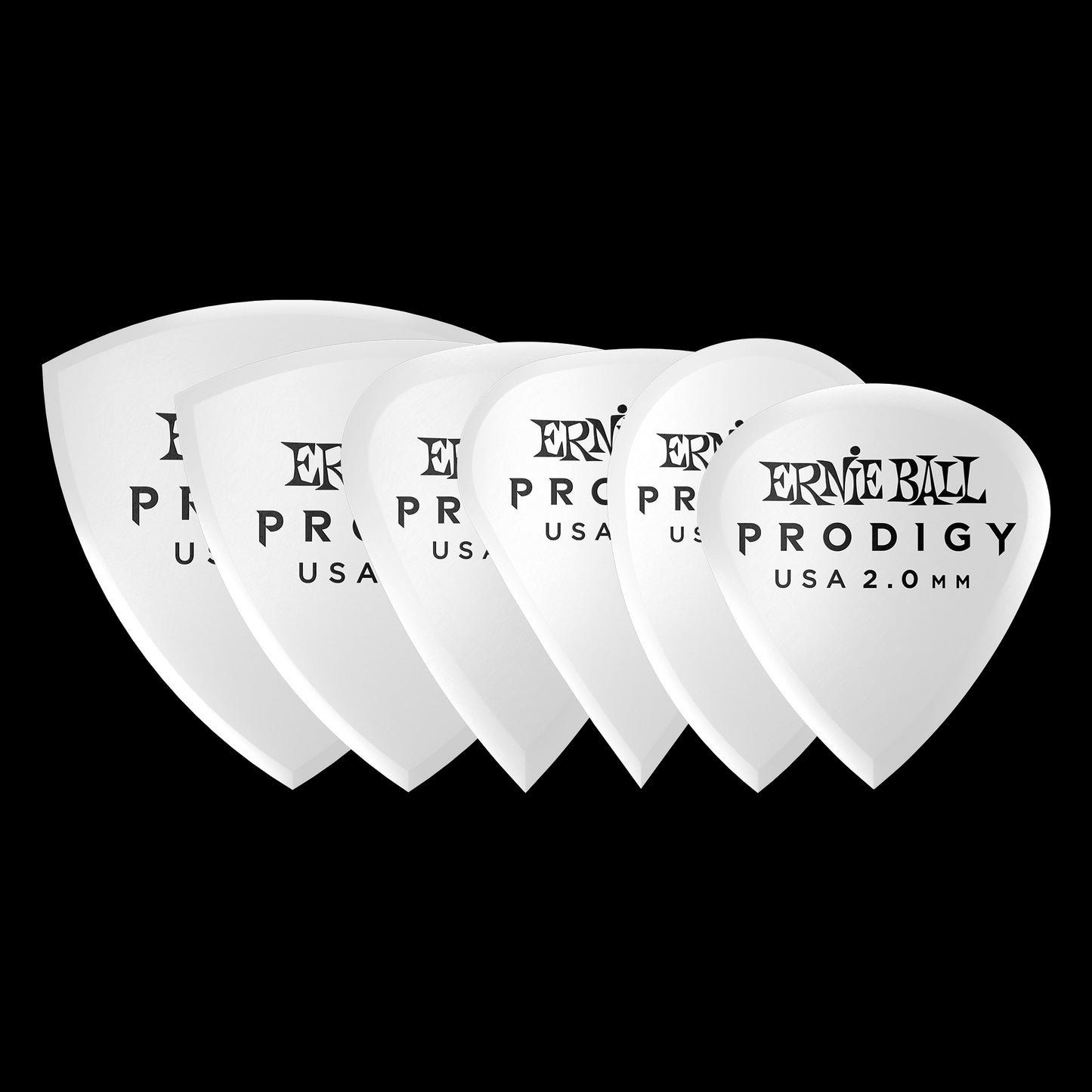 Ernie Ball Prodigy Guitar Picks - Multipack 2.0mm White - 6 Pack