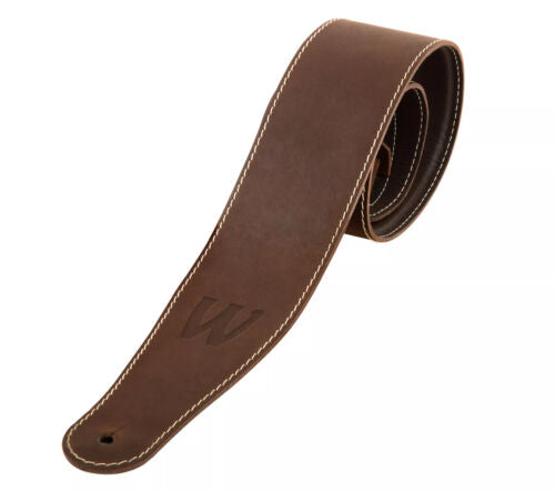 Warwick Teambuilt Genuine Leather Bass Strap, Brown with Blind Embossing