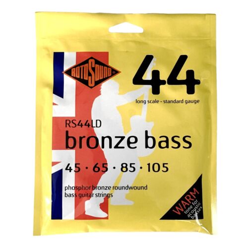 Rotosound RS44LD 44 Bronze Bass, Phosphor Bronze Roundwound Bass Guitar Strings (45-105), Acoustic