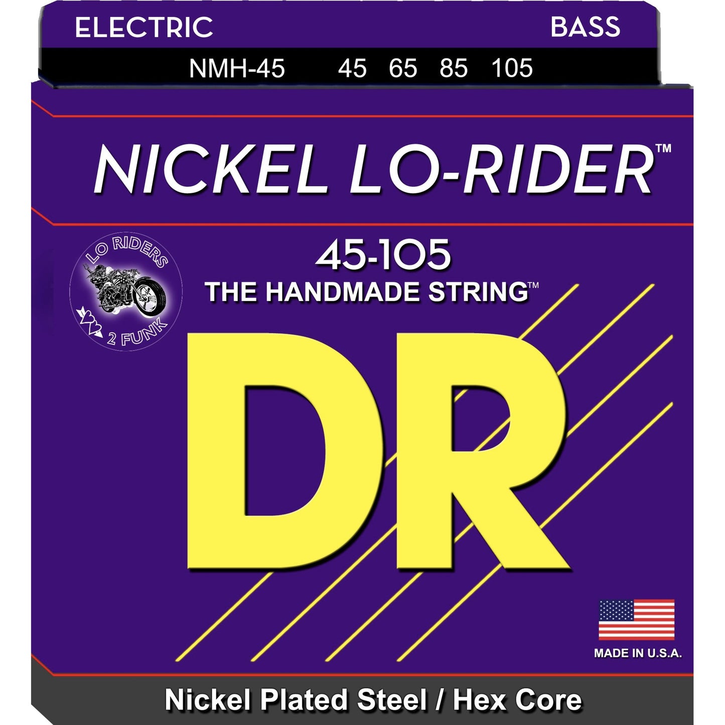 DR Strings NICKEL LO-RIDER- Nickel Plated Bass Strings: Medium 45-105, NMH-45