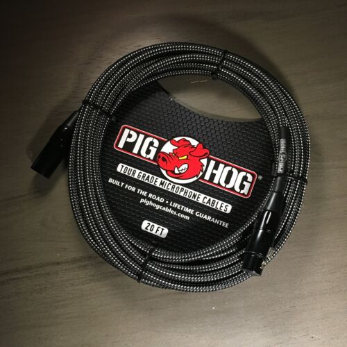 Pig Hog Black & White Woven Tour Grade Mic Cable, 20ft XLR (PHM20BKW)