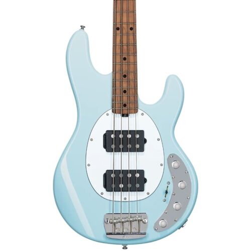 Sterling by Music Man StingRay Ray34 HH 4-String Bass, Daphne Blue, Roasted Maple Neck