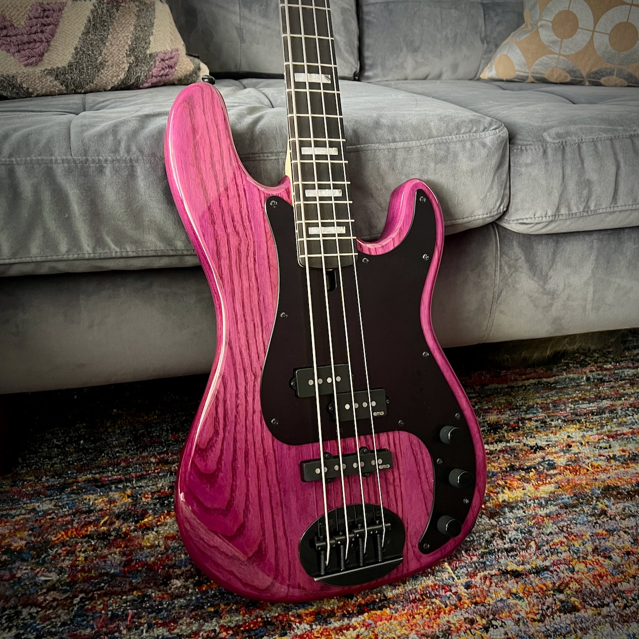 Lakland Skyline 44-64 GZ Geezer Butler Signature 4-String Bass Guitar - Translucent Purple, Black Anodized PG, EMG P/J Pickups