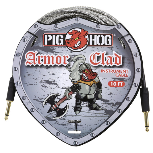 Pig Hog "Armor Clad" Instrument Cable, 10 ft -Vintage Series Industrial Conduit-Style Metal Jacket