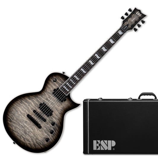 LTD EC-1000T Quilted Maple Charcoal Burst, with ESP Hardshell Case, LEC1000TCTMQMCHB