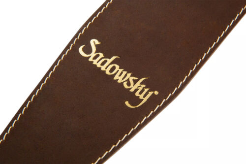 Sadowsky MetroLine Genuine Leather Bass Strap, Brown with Gold Embossing