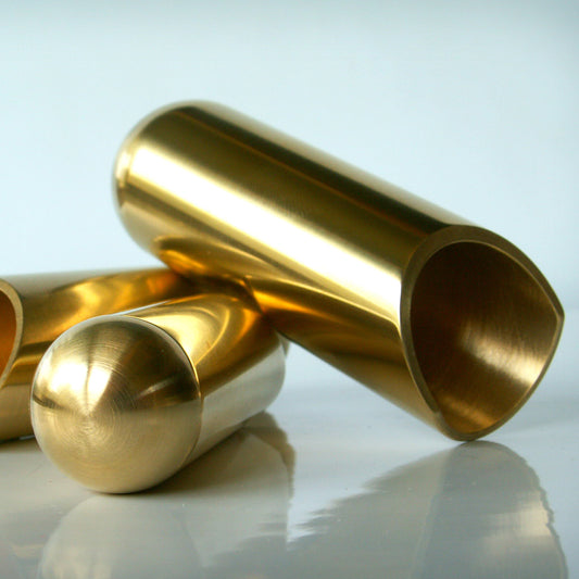 The Rock Slide-Small Balltip Guitar Slide, Polished Brass, BTRS-SB - 17.5mm x 57mm, Ring Size 6-8