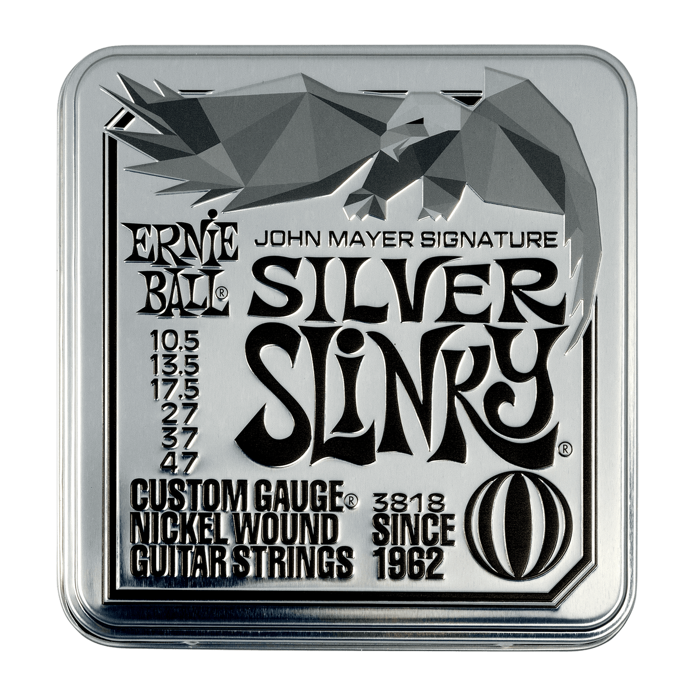 Ernie Ball John Mayer Silver Slinky Nickel Wound Electric Guitar Strings 3-Pack Tin - 10.5-47 Gauge