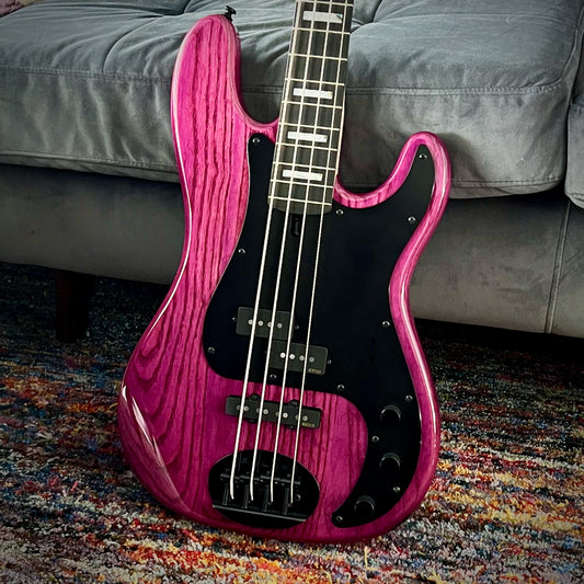 Lakland Skyline 44-64 GZ Geezer Butler Signature 4-String Bass Guitar - Translucent Purple, Black Anodized PG, EMG P/J Pickups