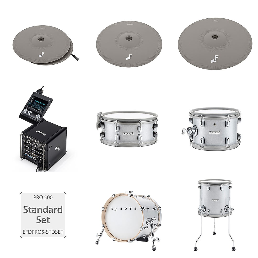 EFNOTE Pro 500 Electronic Drum Kit, Standard Set (4 Shells, 3 Cymbals), White Sparkle