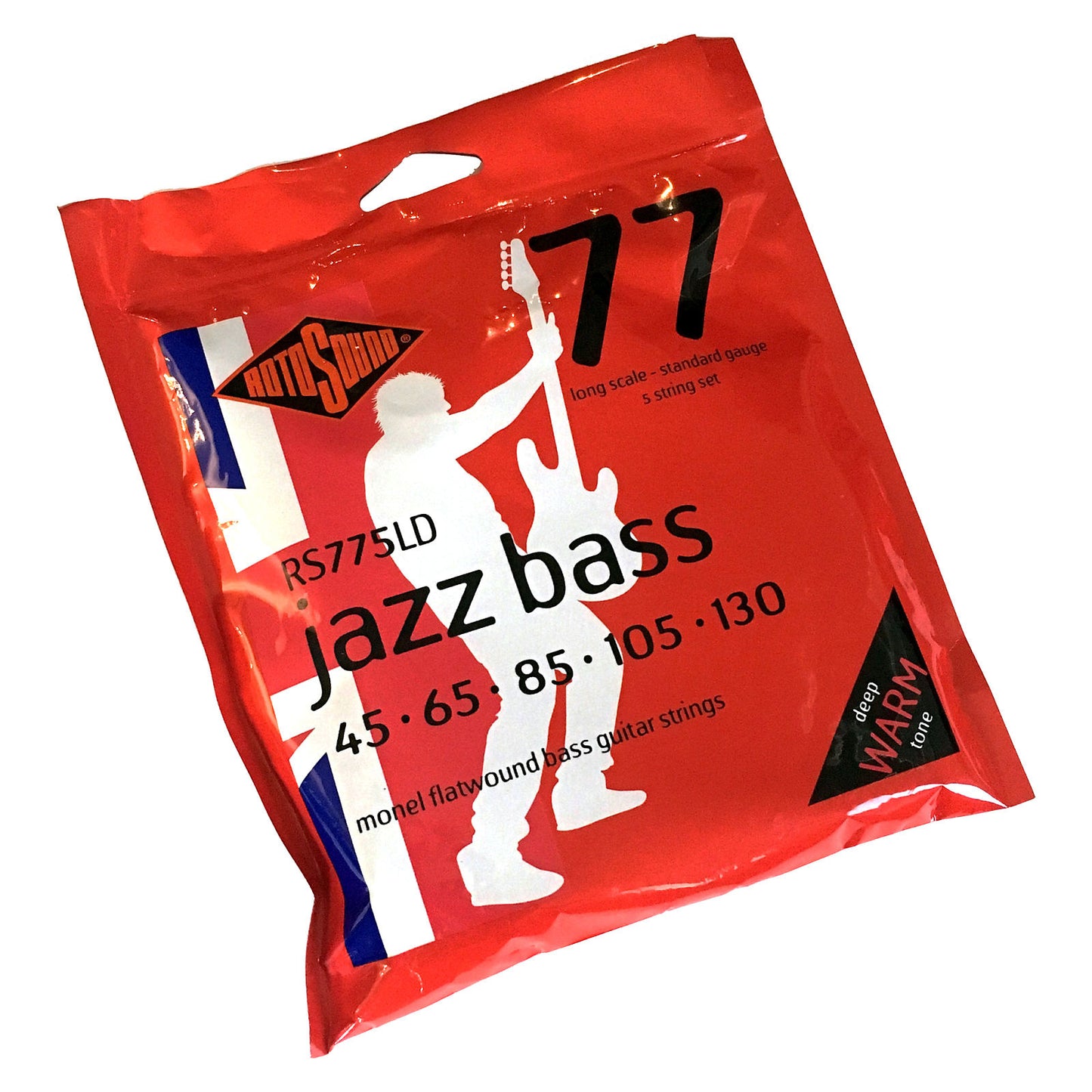 Rotosound RS775LD Jazz 77 Bass Monel Flatwound 5-String Bass Guitar Strings (45-130)