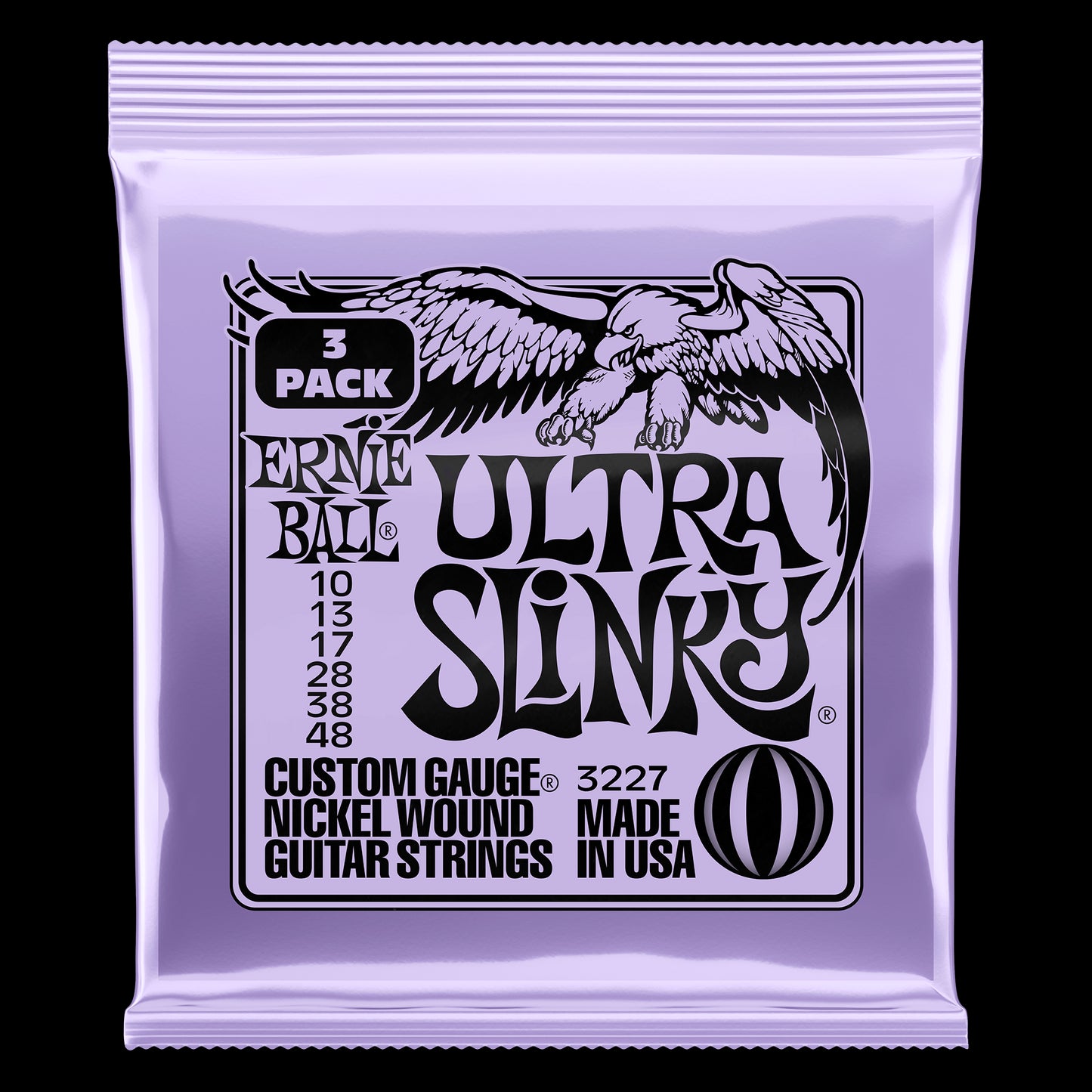 Ernie Ball Ultra Slinky Nickel Wound Electric Guitar Strings 3 Pack - 10-48 Gauge (3227)