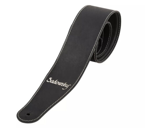 Sadowsky MetroLine Genuine Leather Bass Strap, Black with Silver Embossing