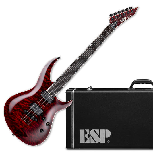 LTD (ESP) H3-1000, Quilted Maple See Thru Black Cherry with ESP Form-Fit Hardshell Case