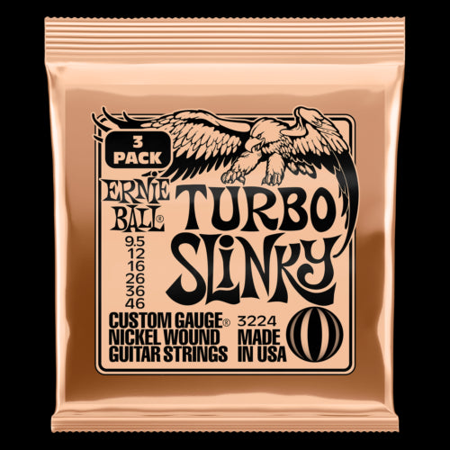 Ernie Ball Turbo Slinky Nickel Wound Electric Guitar Strings 3 Pack - 9.5-46 Gauge