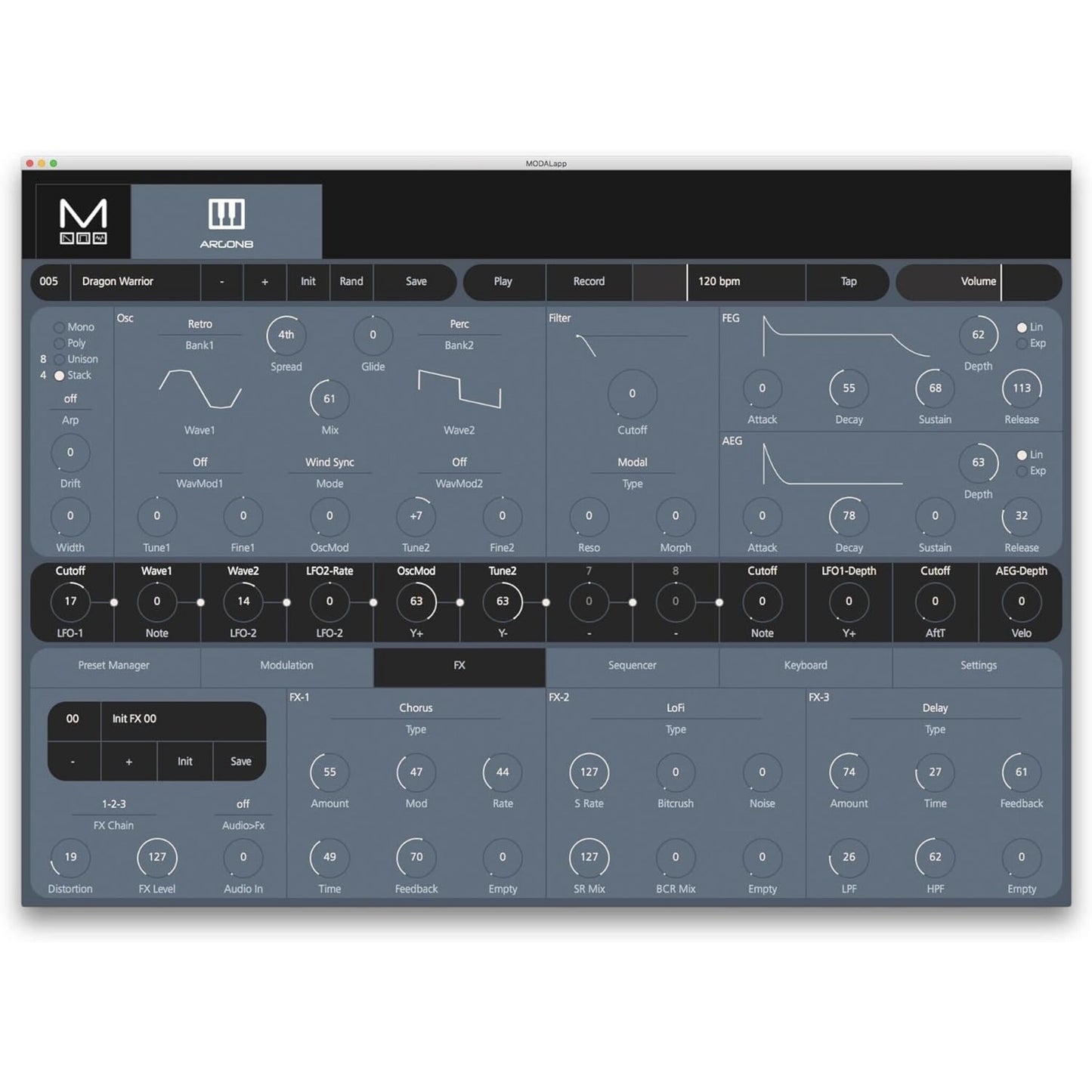 Modal Electronics Argon8, 8-Voice Wavetable Synthesizer with 37 Keys