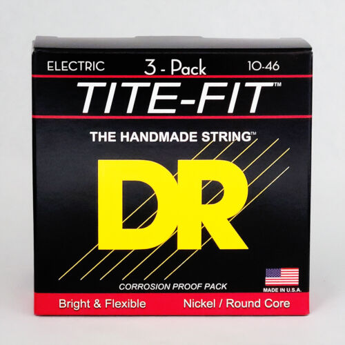 DR Strings 3-Pack TITE-FIT Nickel Plated Electric Guitar Strings, Medium 10-46