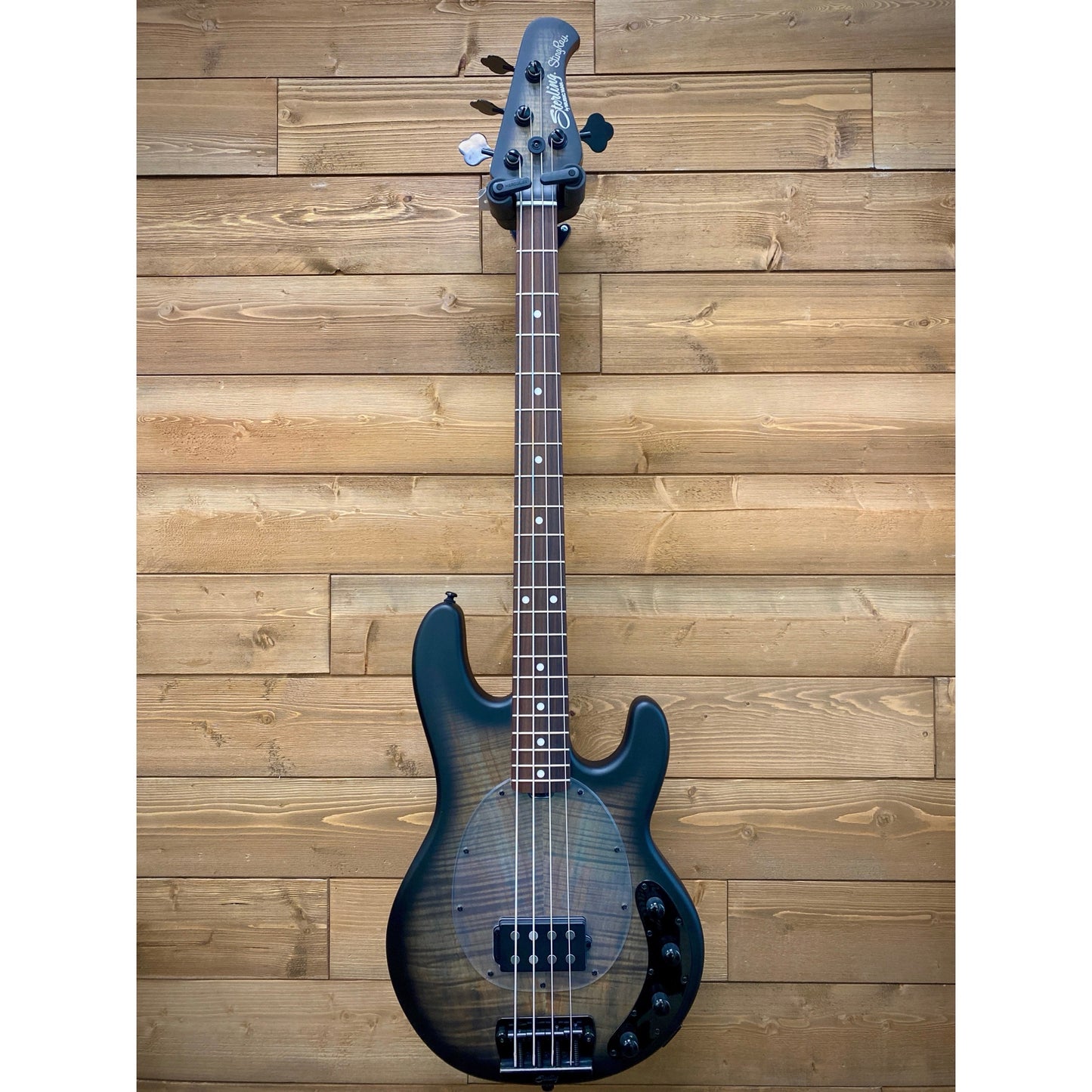 Sterling by Music Man StingRay Ray34, 4-String Bass, Trans Black Satin, Flame Maple, UNIQUE non-production sample (MINT)