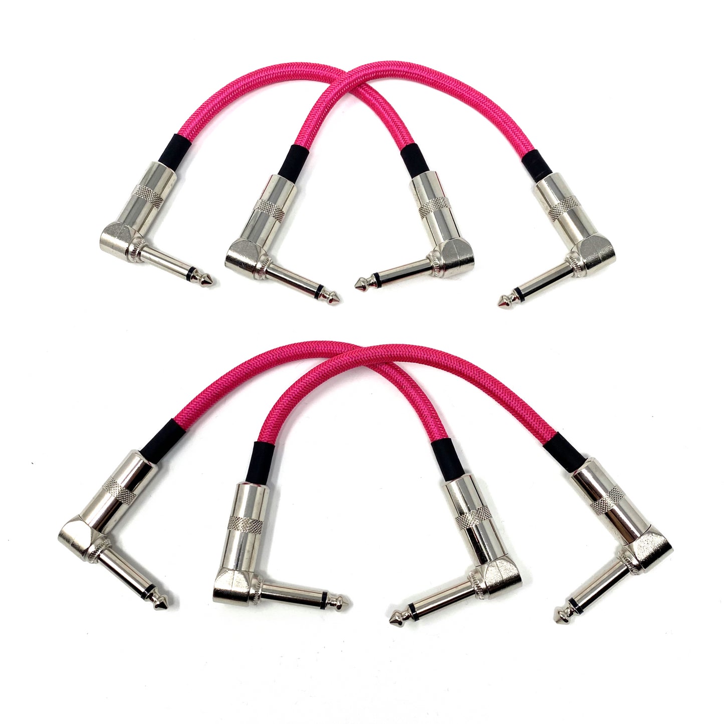 Strukture Set of Four (4) Manic Magenta (Neon Pink) Woven 6" Patch Cables, Pedalboard Makeover!