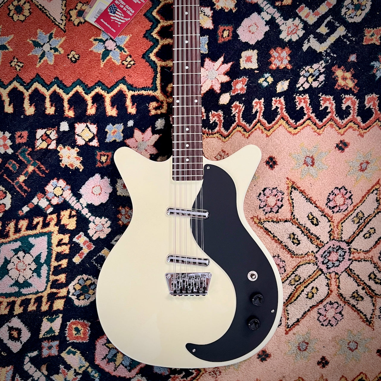 Danelectro '59 Double-Cut 12-String Guitar--Vintage White with Black Pickguard (59SDC-VWH)