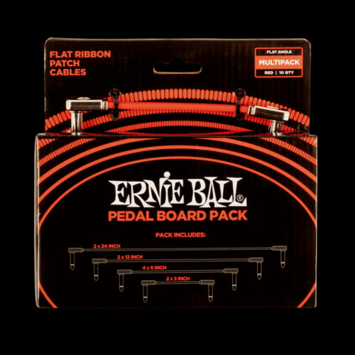 Ernie Ball 6404 Flat Ribbon Patch Cables Pedalboard Multi-Pack - Red