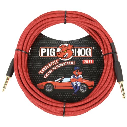 Pig Hog "Candy Apple Red" Vintage Instrument Cable, 20ft Straight (PCH20CA)