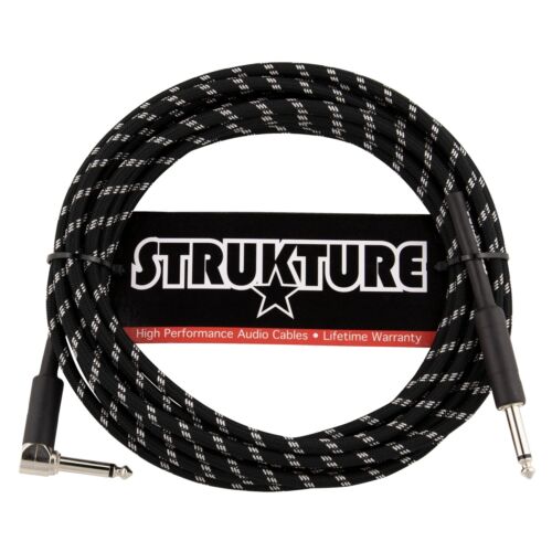 Strukture Instrument Cable - Vintage Black/Silver, 18.6 ft Right Angle